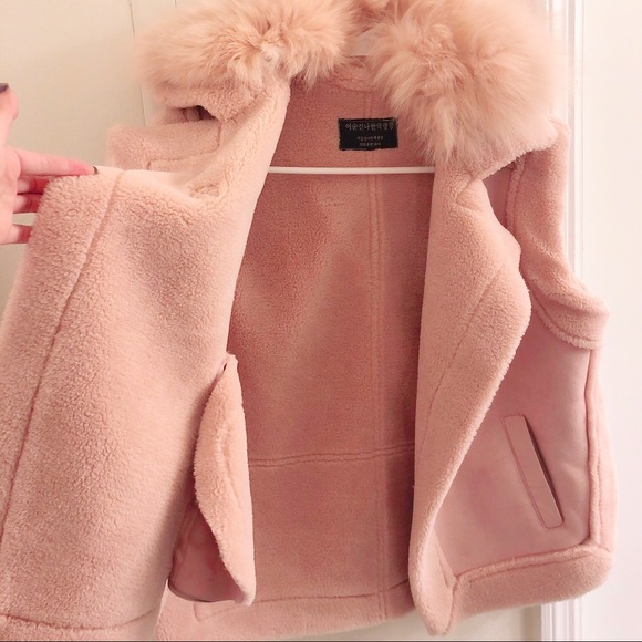 Shearling Moto Vest Faux Fur-Collar - Picture 4 of 7